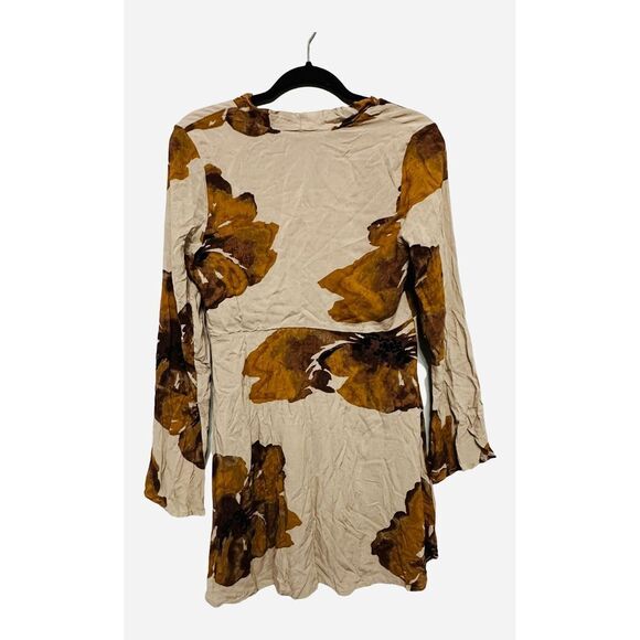 Honey Belle Tunic Dress Long Sleeve Floral Size Large VNeck Tie Neck - Picture 2 of 6